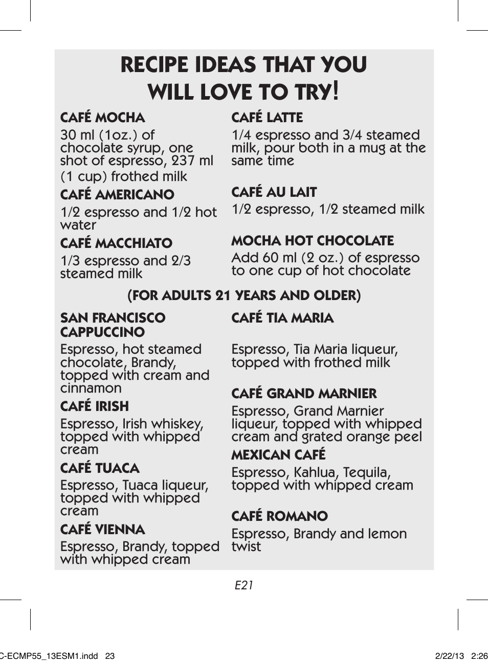 Recipe ideas that you will love to try | Mr. Coffee BVMC-ECMP55 User Manual | Page 12 / 26