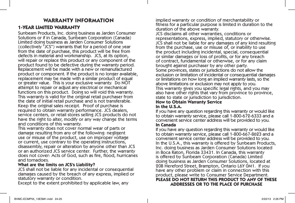 Mr. Coffee BVMC-ECMP55 User Manual | Page 13 / 26