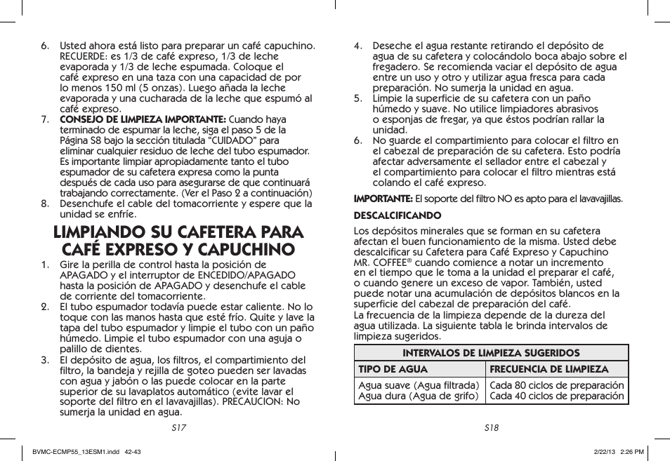 Mr. Coffee BVMC-ECMP55 User Manual | Page 22 / 26