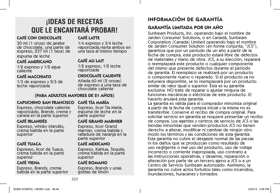 Ideas de recetas que le encantará probar | Mr. Coffee BVMC-ECMP55 User Manual | Page 25 / 26
