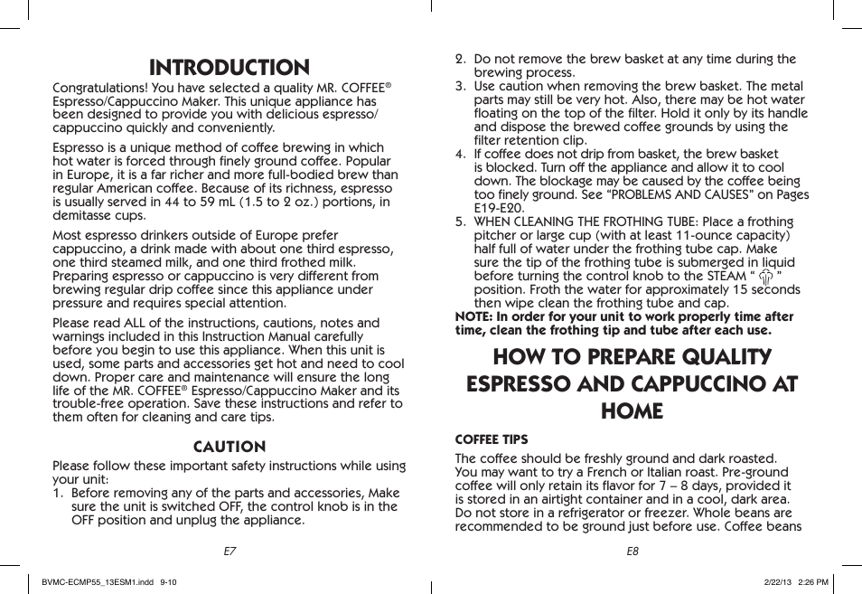 Introduction | Mr. Coffee BVMC-ECMP55 User Manual | Page 5 / 26
