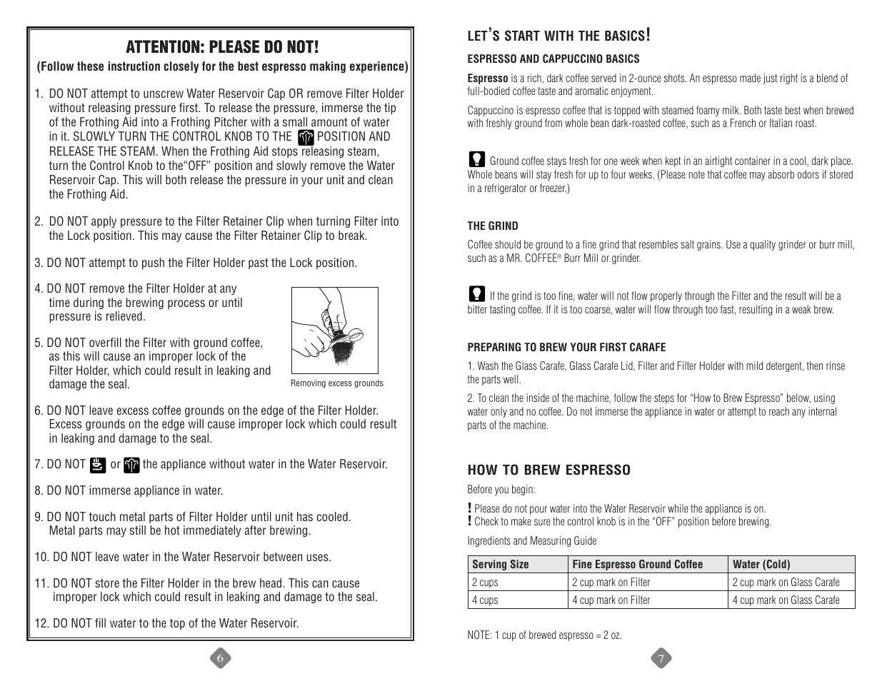 Attention: please do not | Mr. Coffee ECM160 User Manual | Page 4 / 16