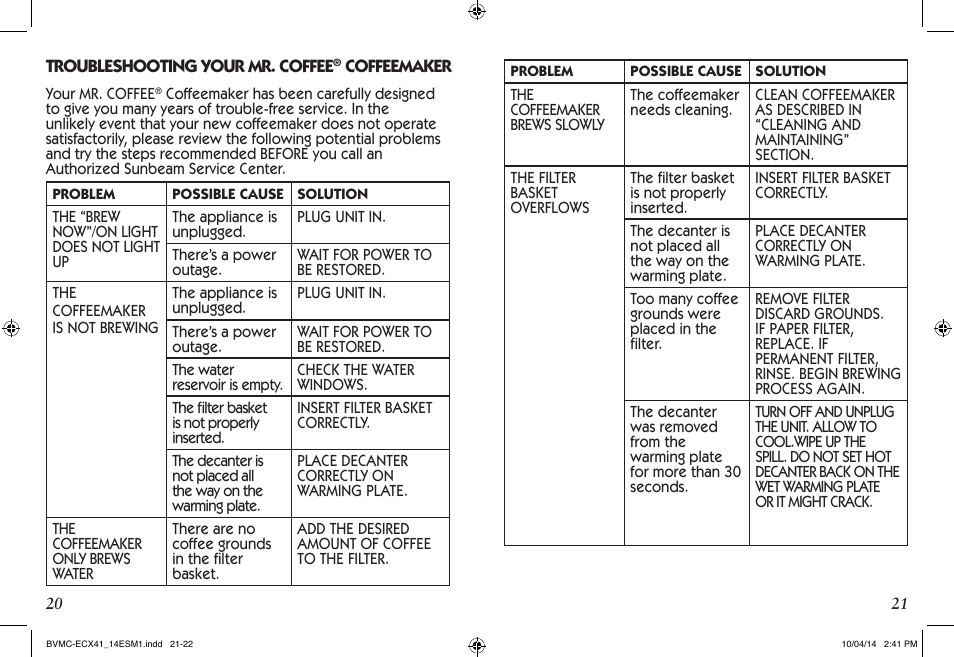 Mr. Coffee BVMC-ECX User Manual | Page 11 / 29