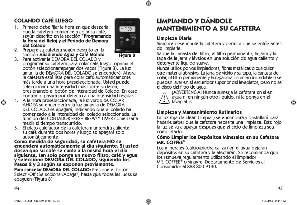 Limpiando y dándole mantenimiento a su cafetera | Mr. Coffee BVMC-ECX User Manual | Page 23 / 29