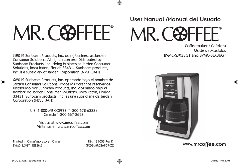 Mr. Coffee BVMC-SJX33GT User Manual | 31 pages