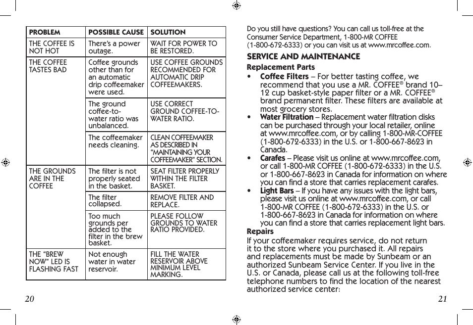 Mr. Coffee SCTX Series User Manual | Page 11 / 26