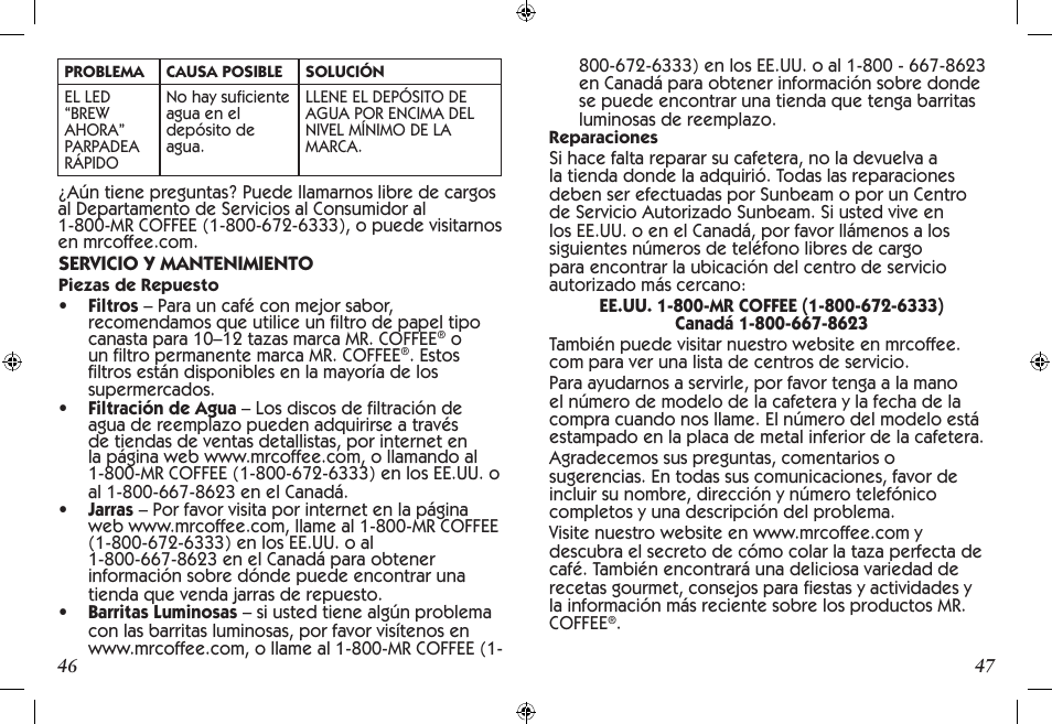 Mr. Coffee SCTX Series User Manual | Page 24 / 26