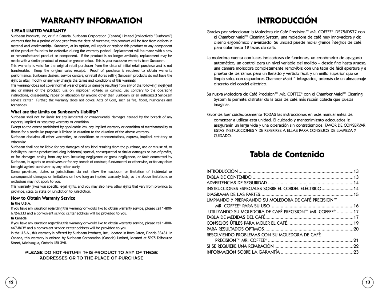 Mr. Coffee IDS75 User Manual | Page 12 / 12
