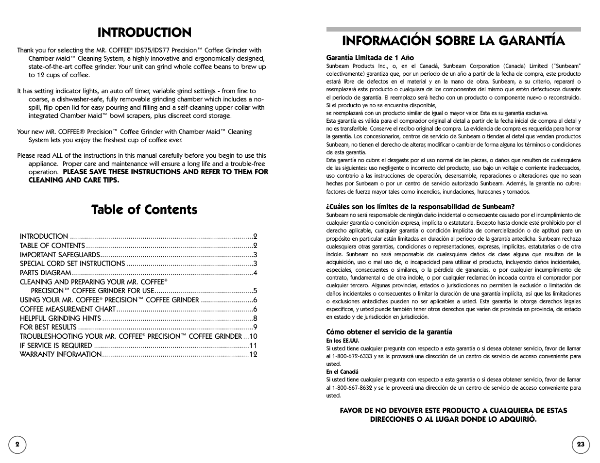 Mr. Coffee IDS75 User Manual | Page 2 / 12