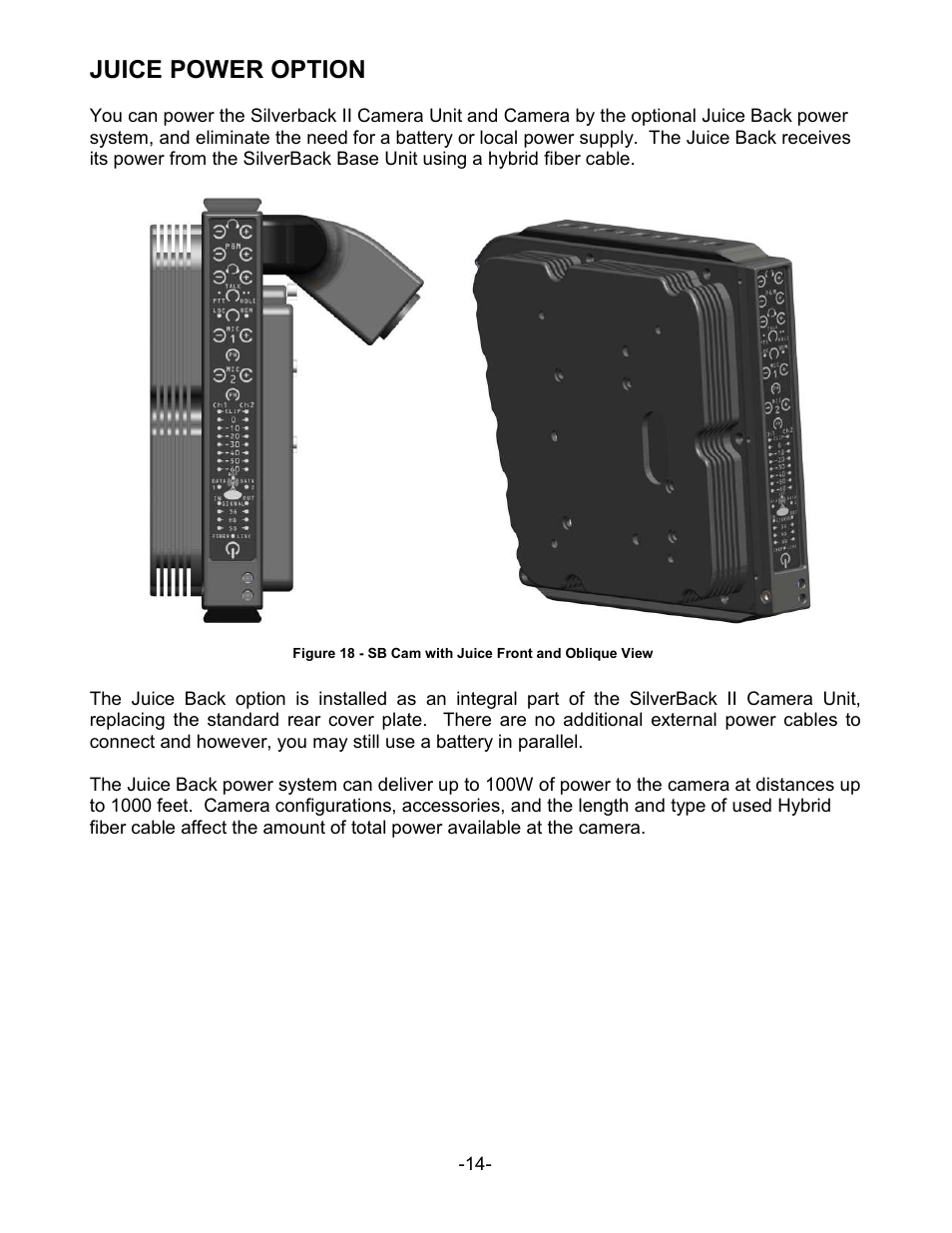 Juice power option | MultiDyne SilverBack II User Manual | Page 17 / 32