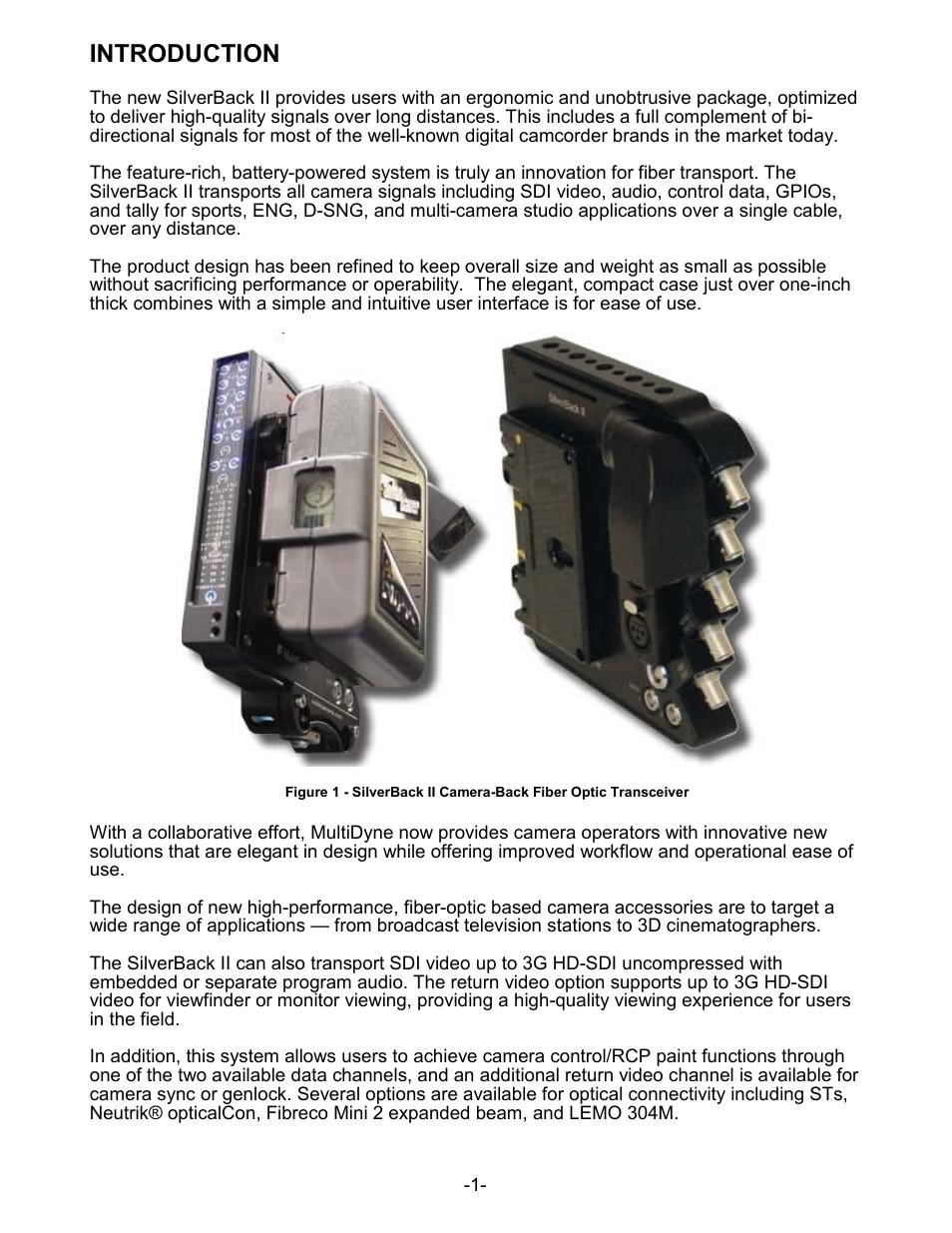 Introduction | MultiDyne SilverBack II User Manual | Page 4 / 32