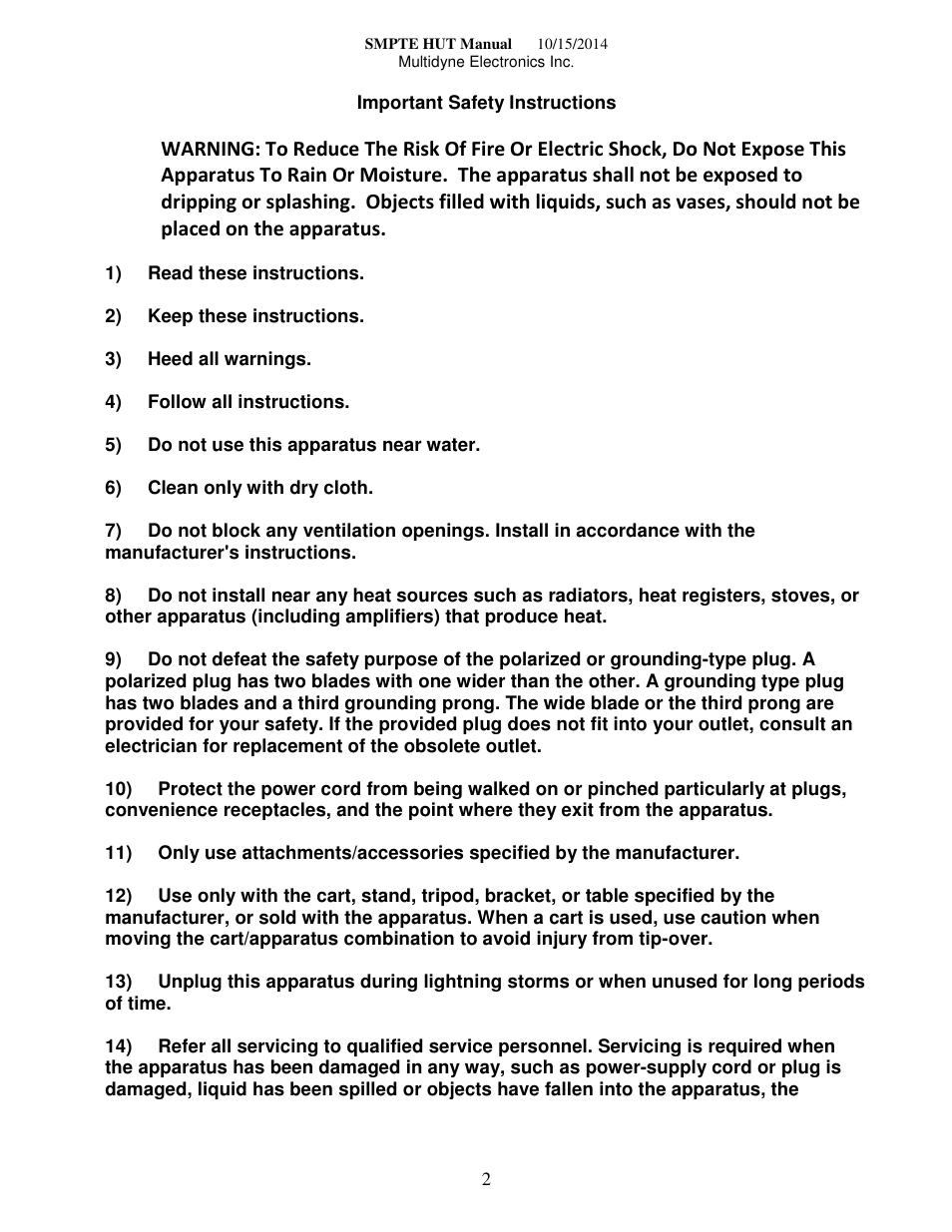 MultiDyne SMPTE-HUT User Manual | Page 2 / 9