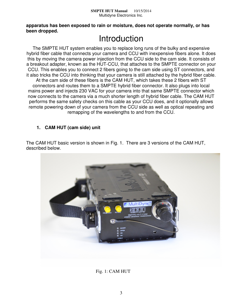 Introduction | MultiDyne SMPTE-HUT User Manual | Page 3 / 9