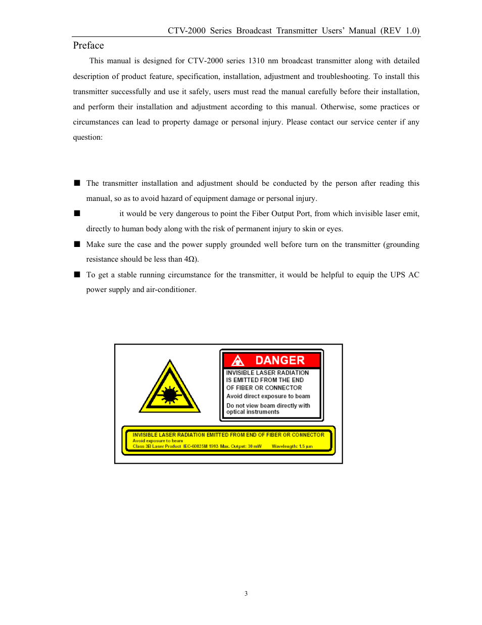 Preface | MultiDyne CTV-2000-FRX User Manual | Page 3 / 18