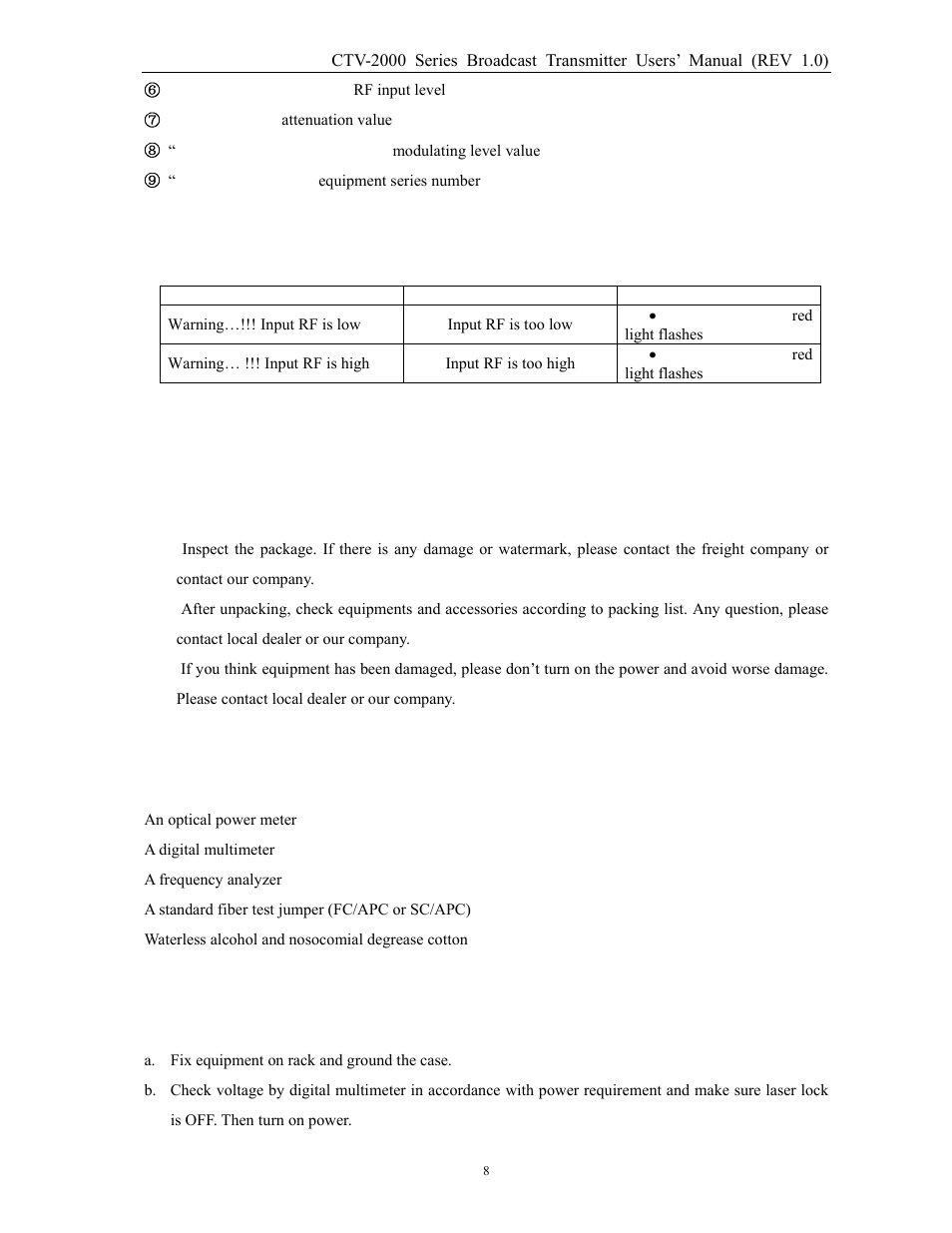 Chapter 6 installation & adjustment | MultiDyne CTV-2000-FRX User Manual | Page 8 / 18