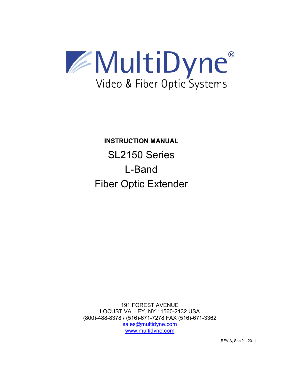 MultiDyne SL2150 Series User Manual | 10 pages