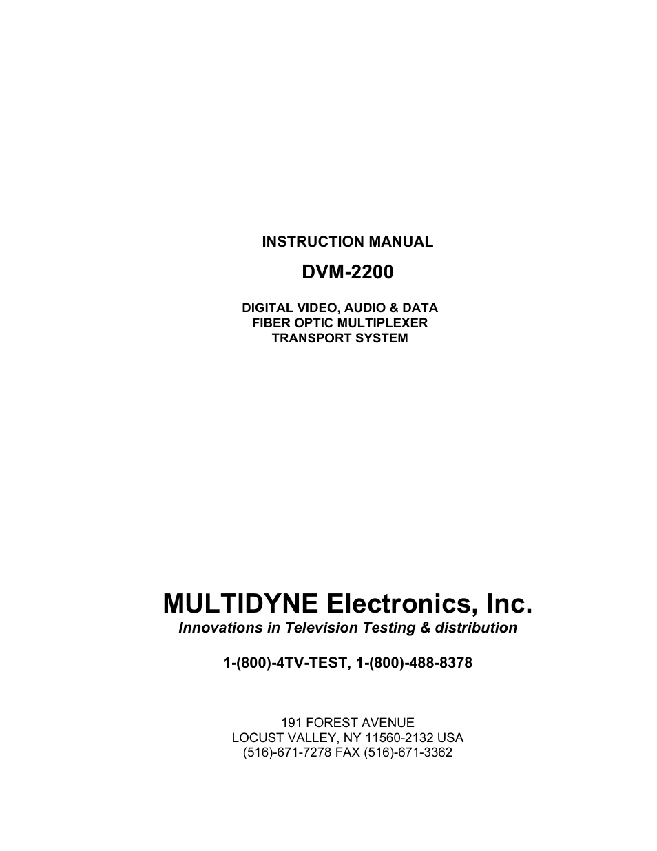 MultiDyne DVM-2200 User Manual | 13 pages