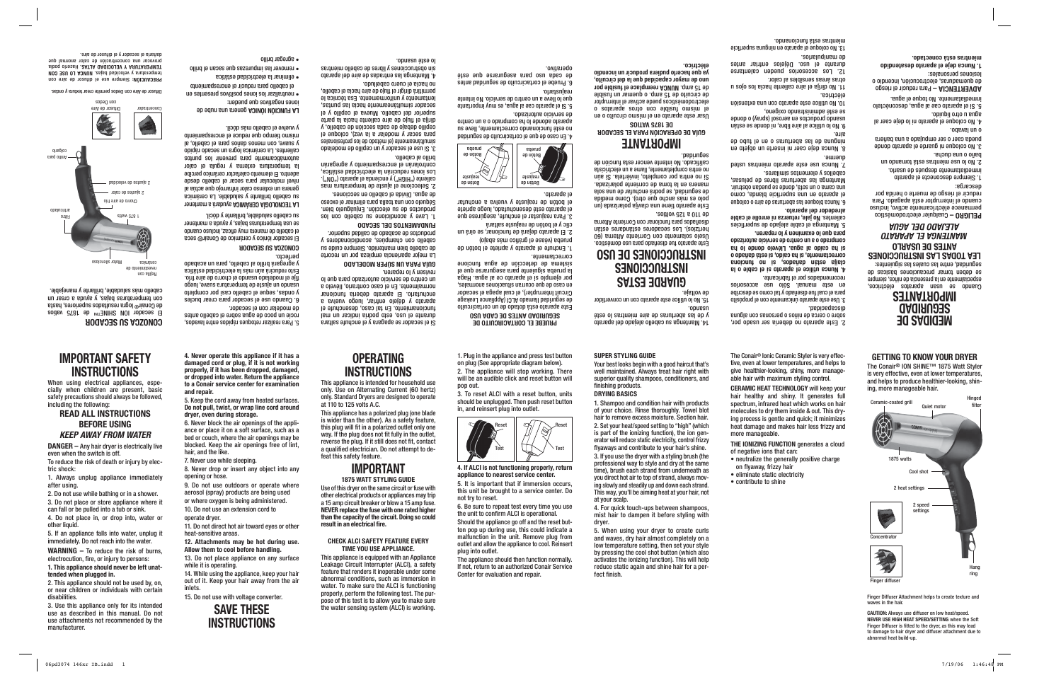 Conair 146XR User Manual | 2 pages