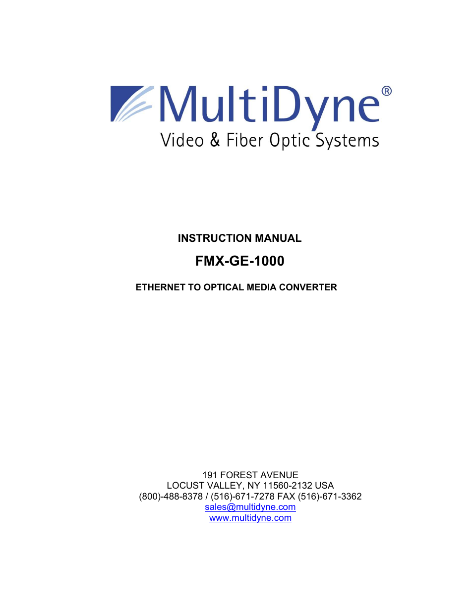 MultiDyne FMX-GE-1000 User Manual | 5 pages