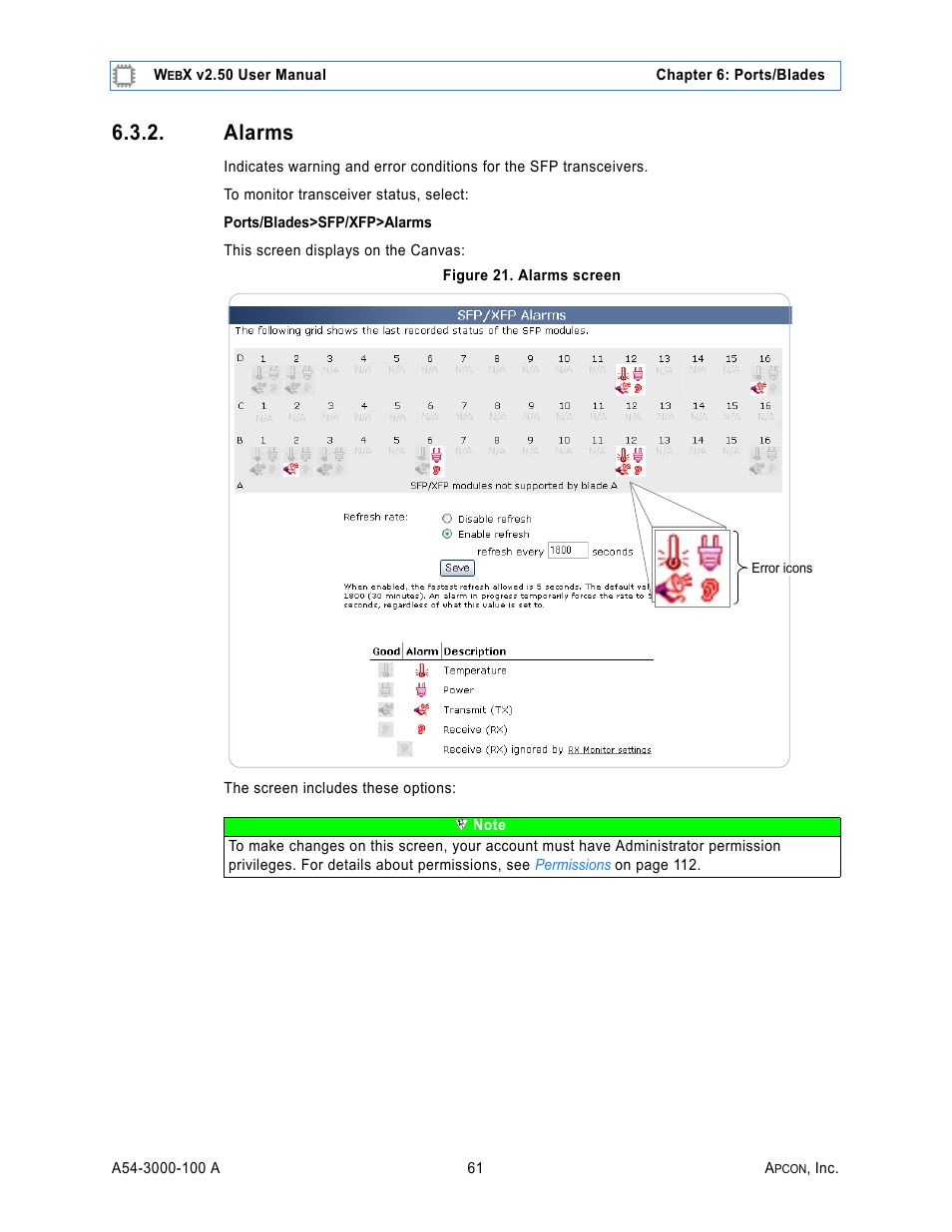 Alarms, Figure 21. alarms screen | MultiDyne ACI-2058 User Manual | Page 100 / 200