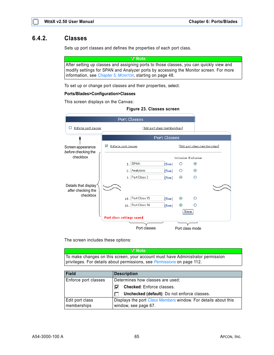 Classes, Figure 23. classes screen, Classes. the classes | The classes screen | MultiDyne ACI-2058 User Manual | Page 104 / 200