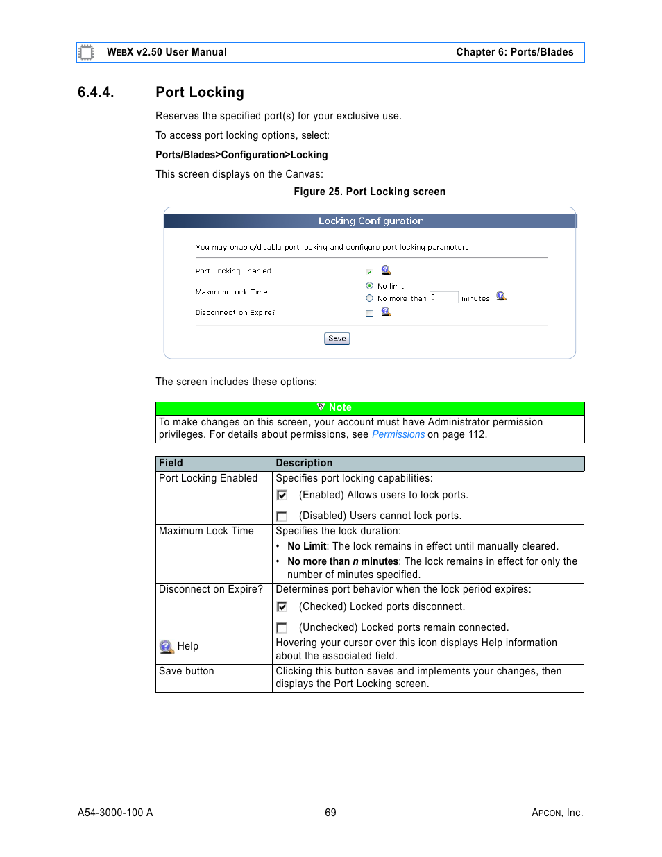 Port locking, Figure 25. port locking screen | MultiDyne ACI-2058 User Manual | Page 108 / 200