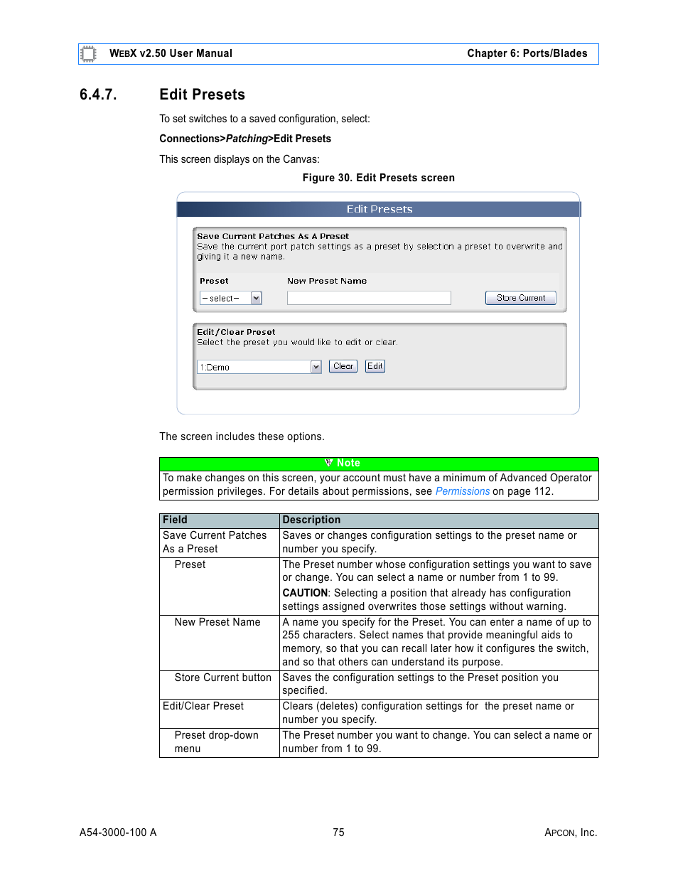 Edit presets, Figure 30. edit presets screen, Screen where you can | MultiDyne ACI-2058 User Manual | Page 114 / 200