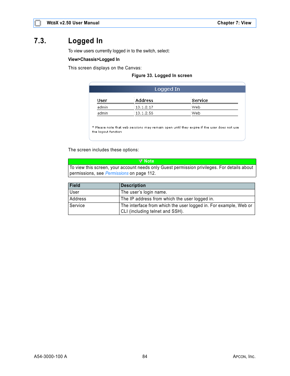 Logged in, Figure 33. logged in screen | MultiDyne ACI-2058 User Manual | Page 123 / 200