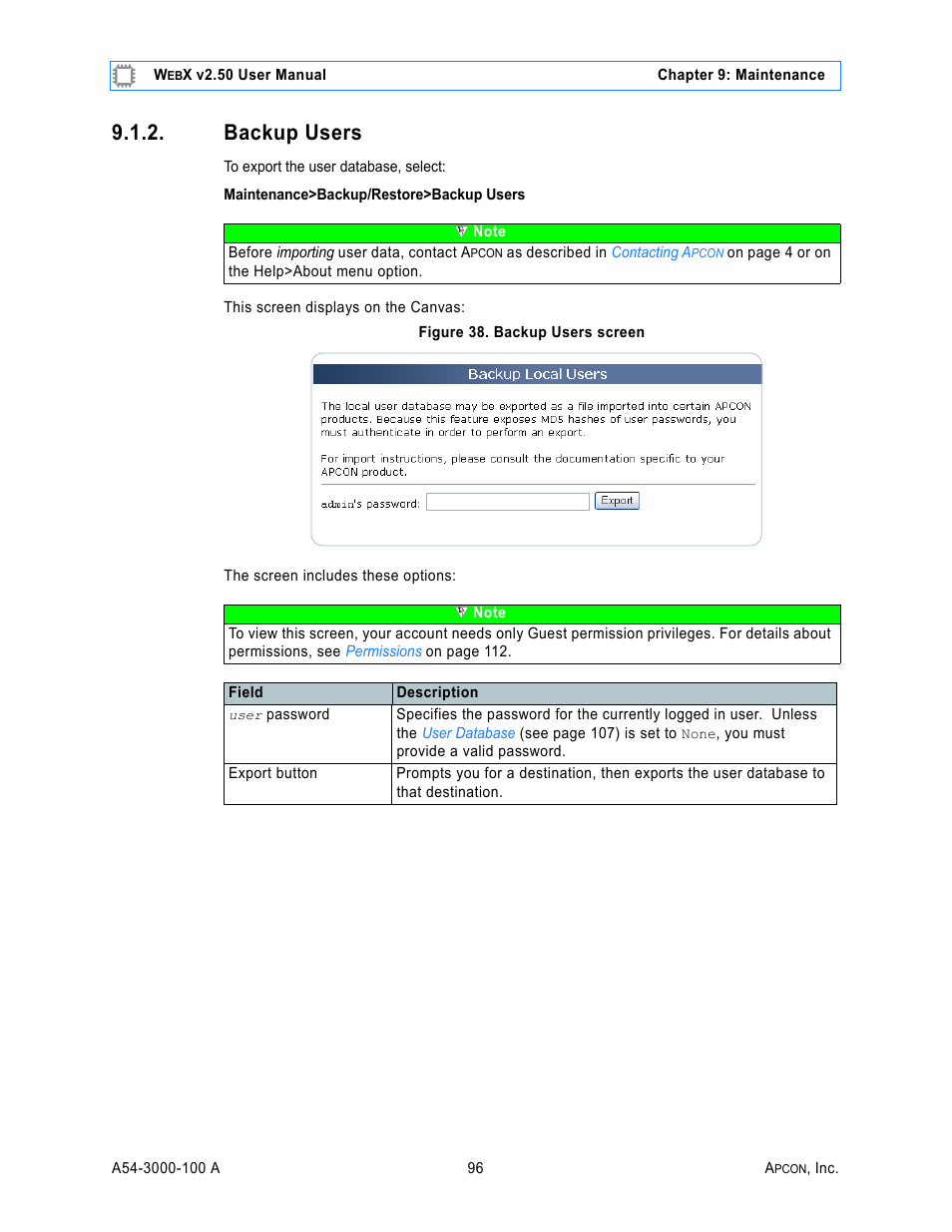 Backup users, Figure 38. backup users screen | MultiDyne ACI-2058 User Manual | Page 135 / 200