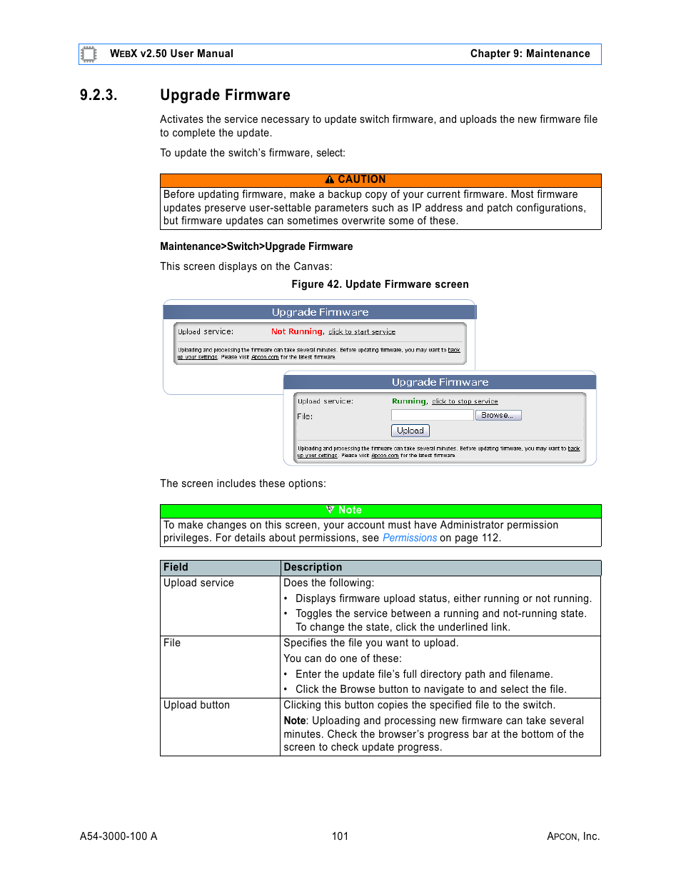 Upgrade firmware, Figure 42. update firmware screen | MultiDyne ACI-2058 User Manual | Page 140 / 200