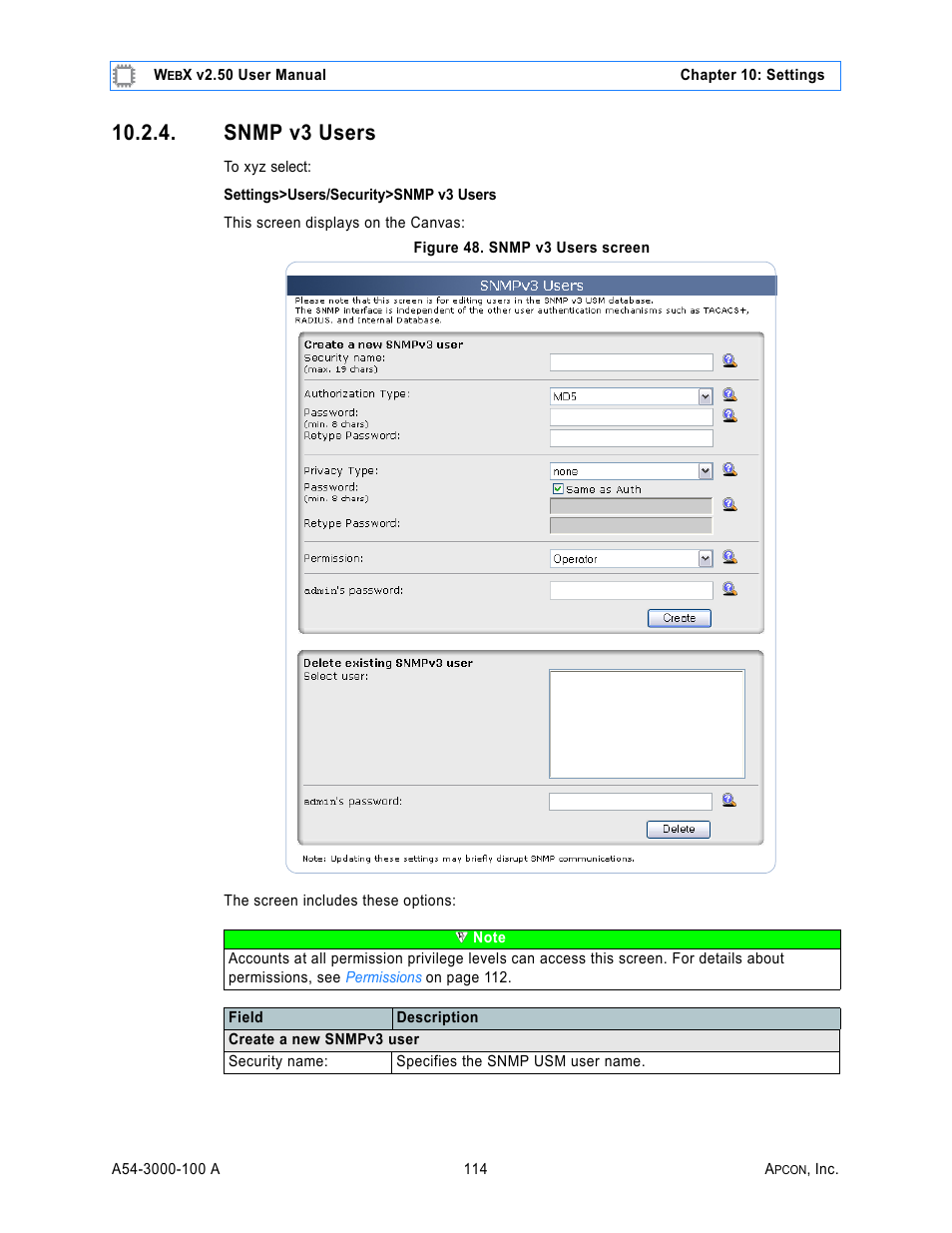 Snmp v3 users, Figure 48. snmp v3 users screen | MultiDyne ACI-2058 User Manual | Page 153 / 200