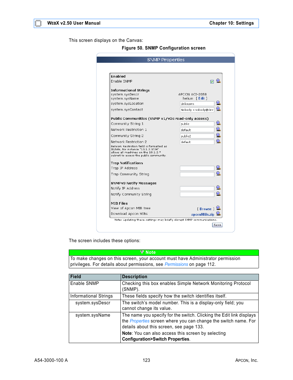 Figure 50. snmp configuration screen | MultiDyne ACI-2058 User Manual | Page 162 / 200