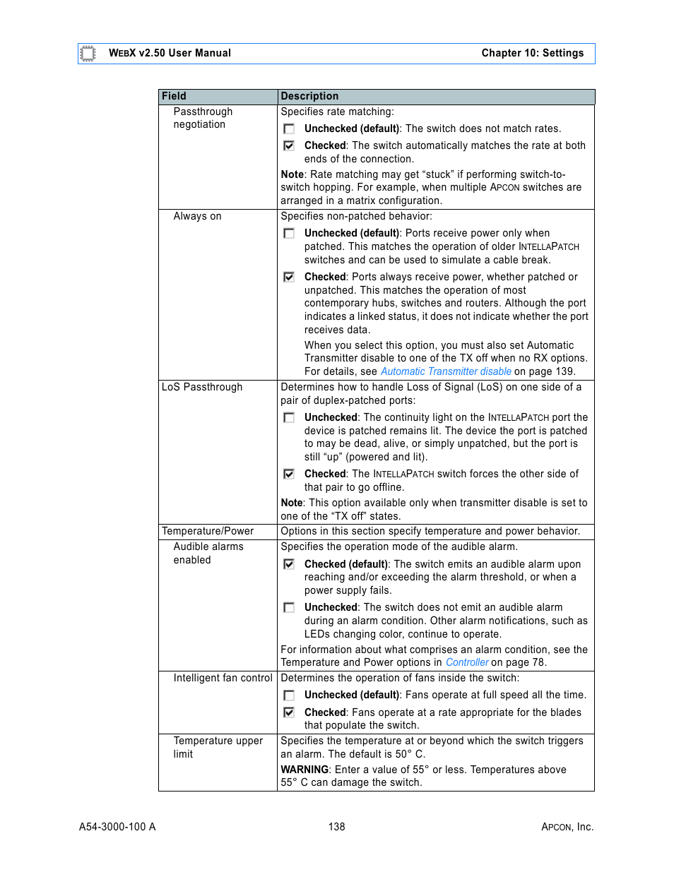 Audible alarms enabled | MultiDyne ACI-2058 User Manual | Page 177 / 200