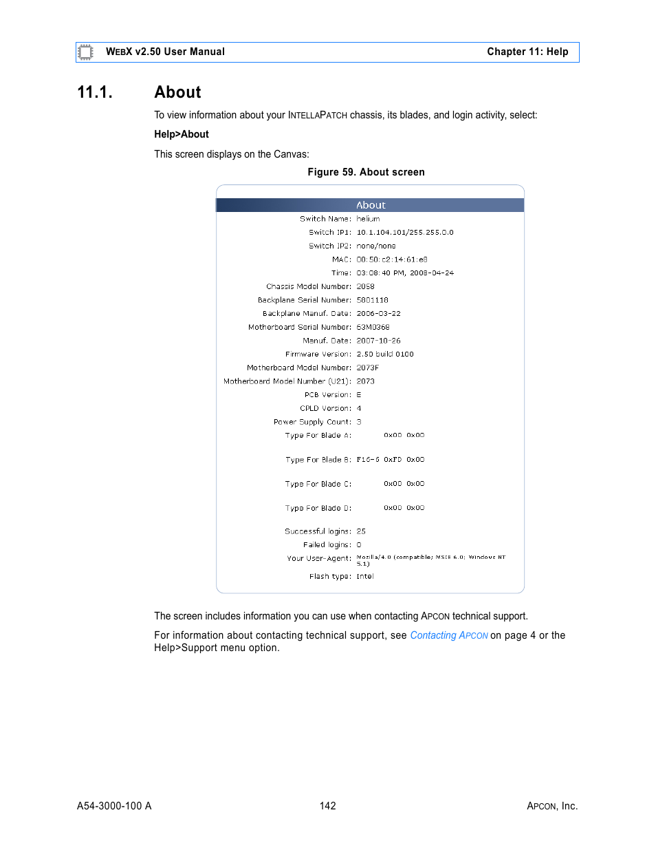 About, Figure 59. about screen | MultiDyne ACI-2058 User Manual | Page 181 / 200