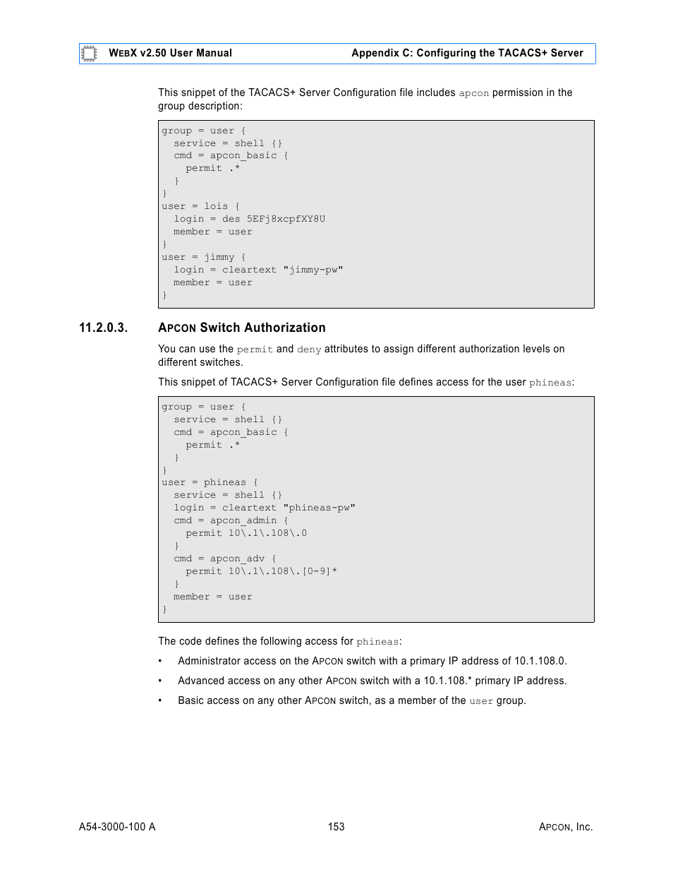 Apcon switch authorization, Pcon, Switch authorization | MultiDyne ACI-2058 User Manual | Page 192 / 200