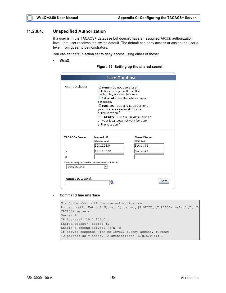 Unspecified authorization, Figure 63. setting up the shared secret | MultiDyne ACI-2058 User Manual | Page 193 / 200