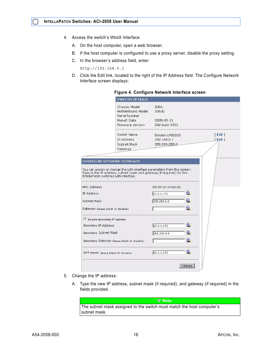 Figure 4. configure network interface screen | MultiDyne ACI-2058 User Manual | Page 20 / 200