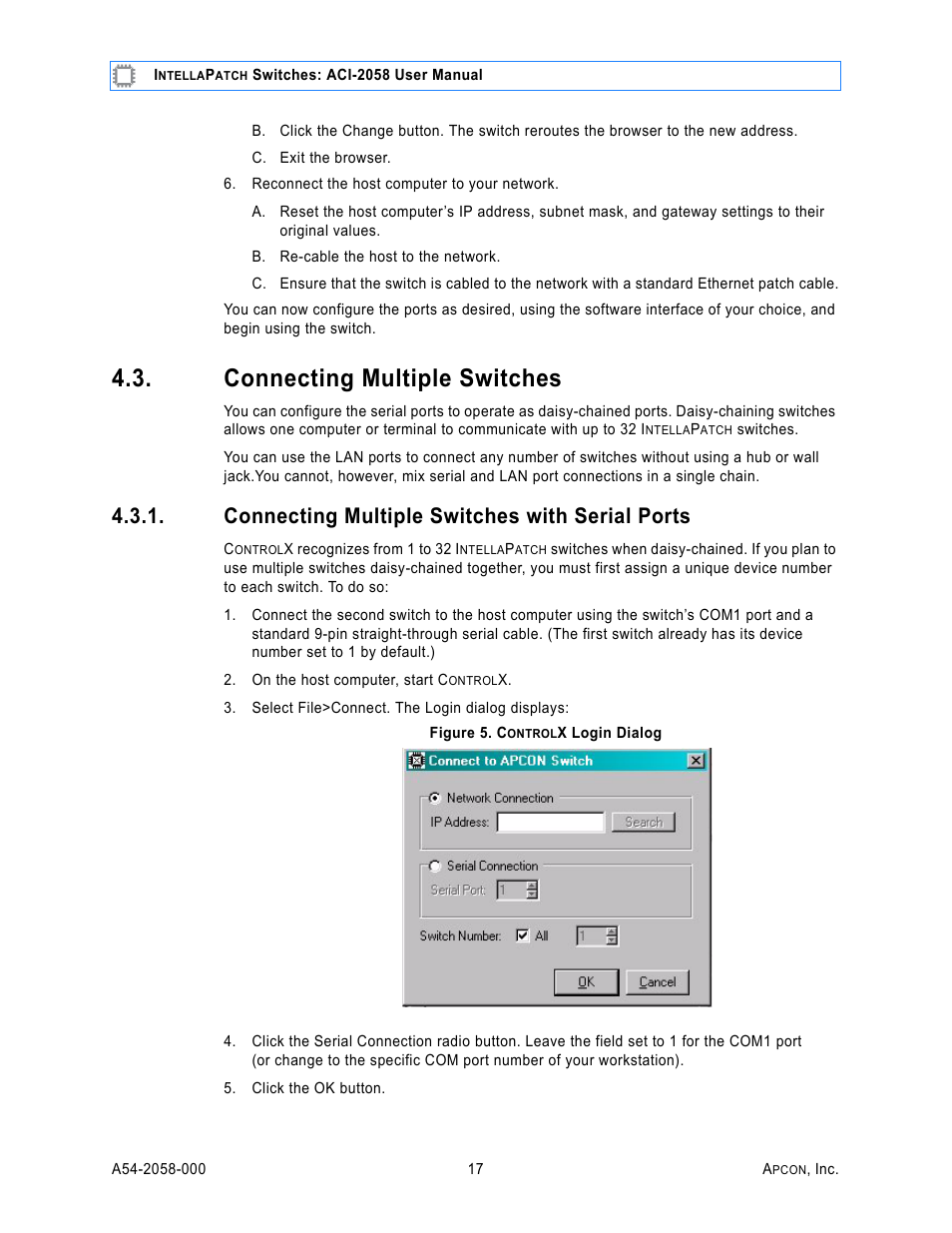 Connecting multiple switches, Connecting multiple switches with serial ports | MultiDyne ACI-2058 User Manual | Page 21 / 200