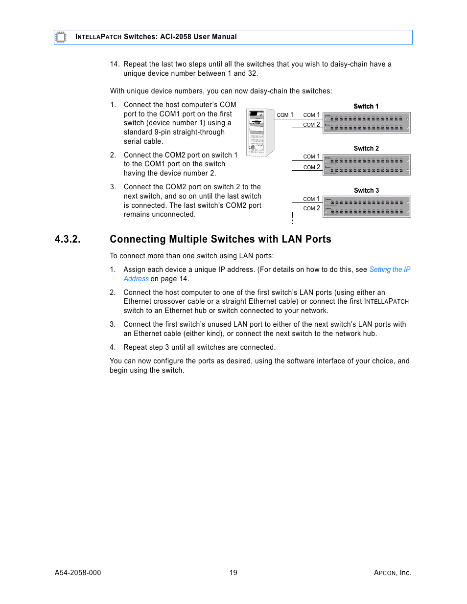 Connecting multiple switches with lan ports | MultiDyne ACI-2058 User Manual | Page 23 / 200