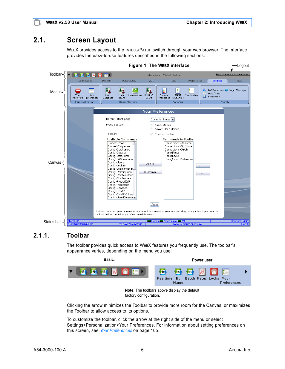 Screen layout, Toolbar, Figure 1. the w | MultiDyne ACI-2058 User Manual | Page 45 / 200