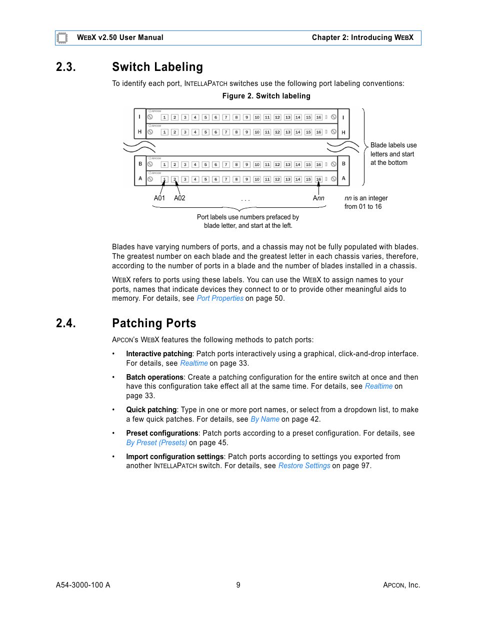 Switch labeling, Patching ports, Figure 2. switch labeling | MultiDyne ACI-2058 User Manual | Page 48 / 200