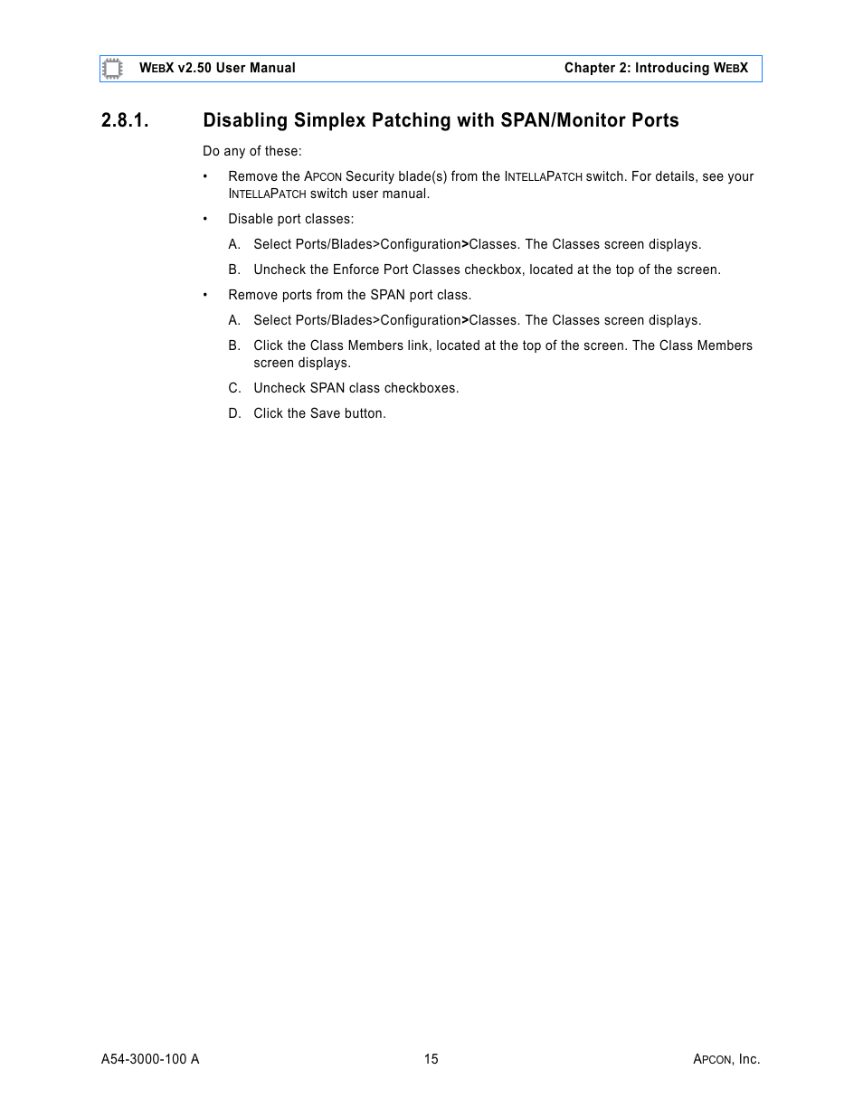 Disabling simplex patching with span/monitor ports | MultiDyne ACI-2058 User Manual | Page 54 / 200