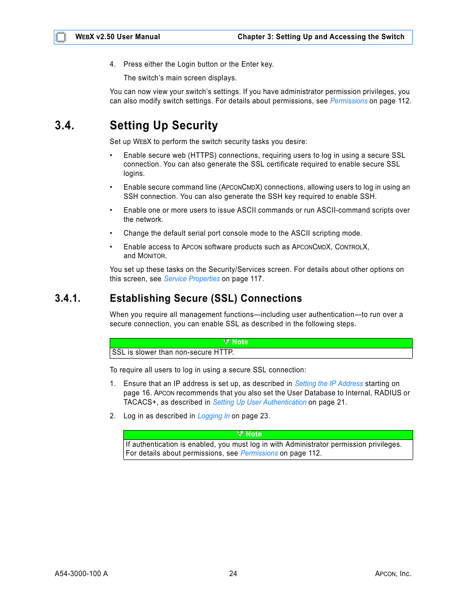 Setting up security, Establishing secure (ssl) connections | MultiDyne ACI-2058 User Manual | Page 63 / 200