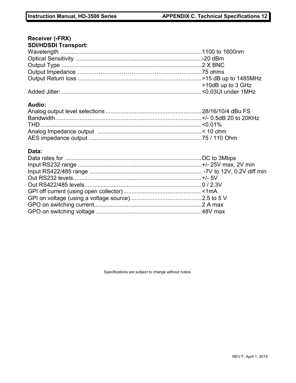 MultiDyne HD-3500 Series User Manual | Page 15 / 16