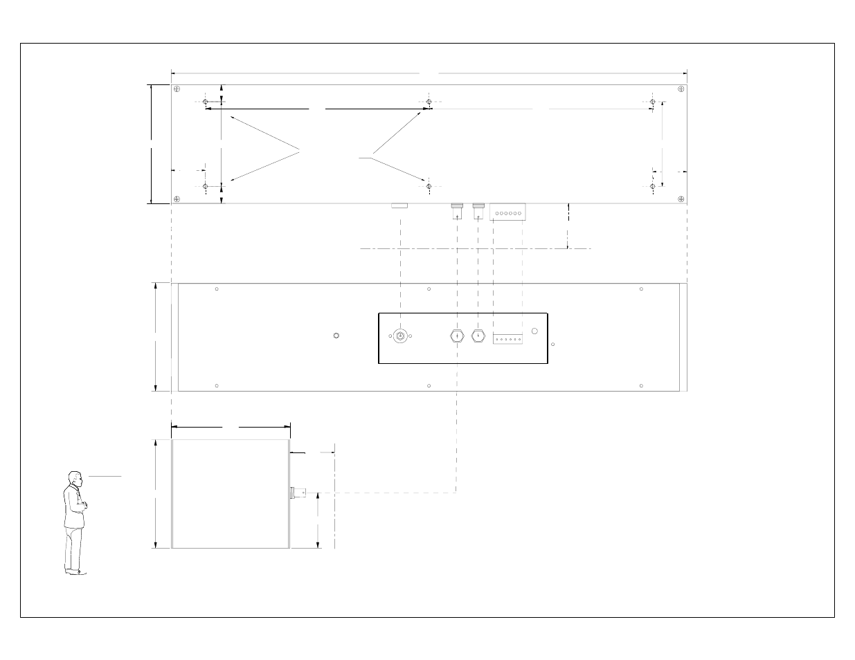 Dimensions, Top view, Rear view | Side view, Cc-1000 closed caption display | Museum Technology Source CC-1000 Closed  Caption Displays User Manual | Page 6 / 6