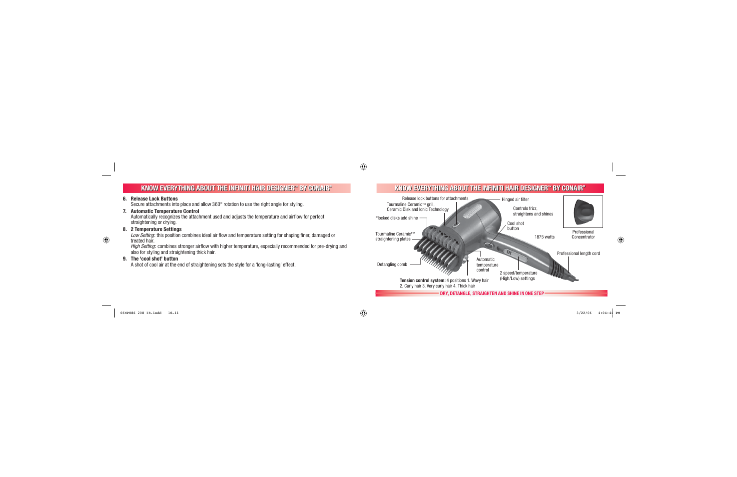 Know everything about the infiniti hair designer, By conair | Conair INFINITI 208 User Manual | Page 6 / 34