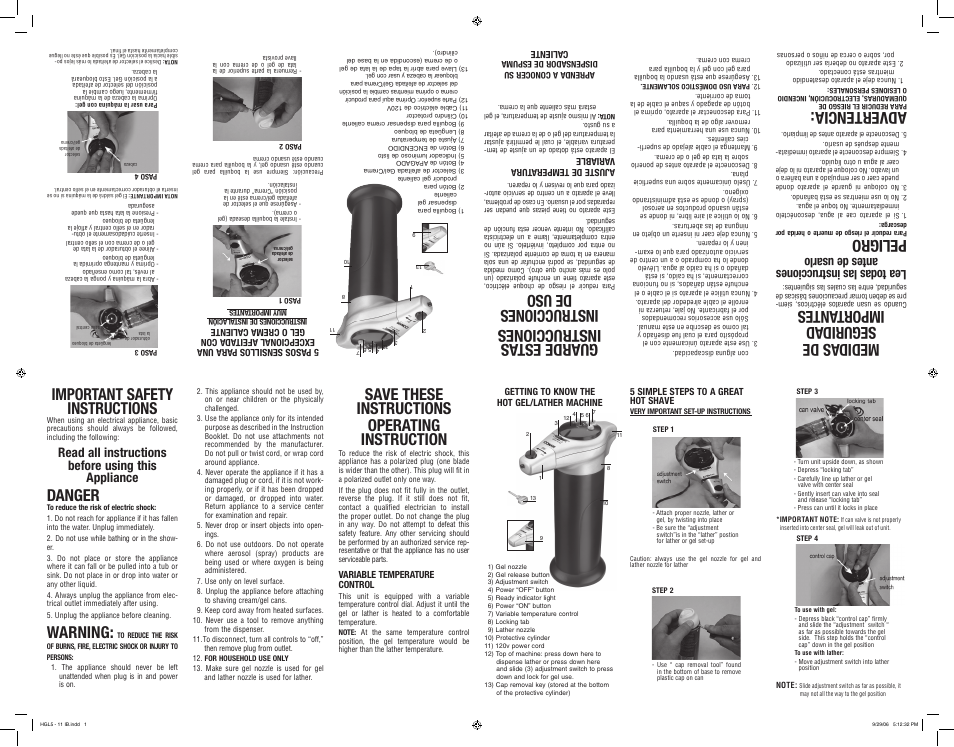 Conair HGL1 User Manual | 2 pages