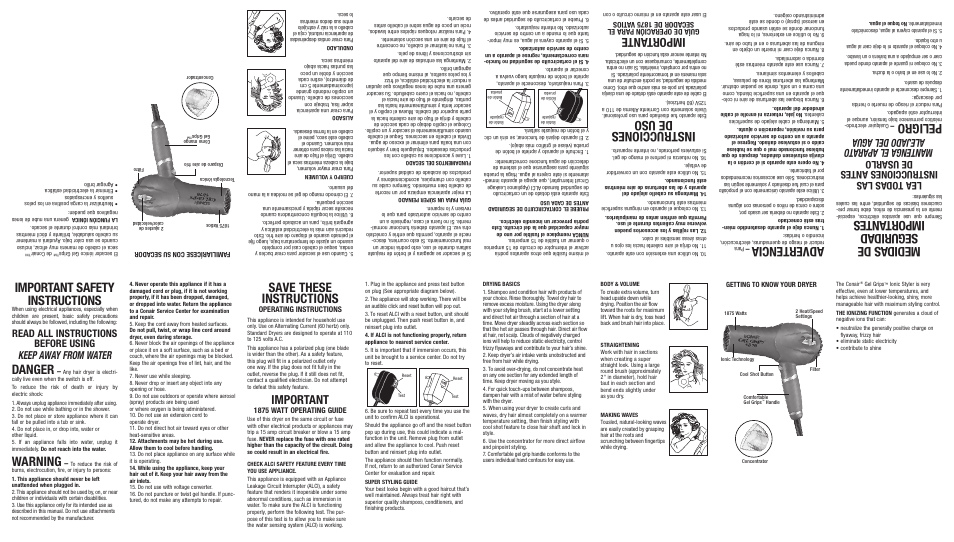 Conair 238 User Manual | 2 pages