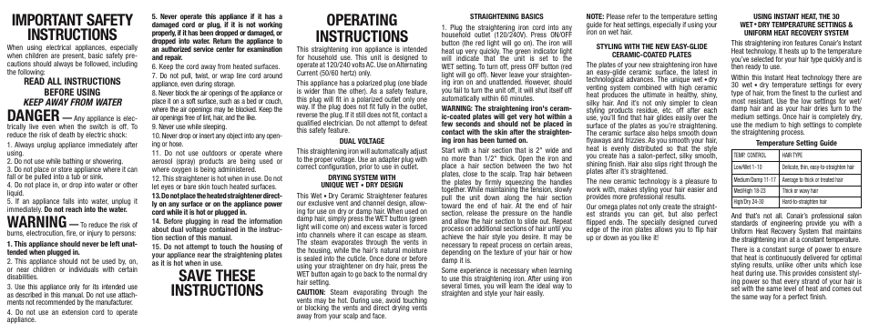 Conair s3cs User Manual | 2 pages