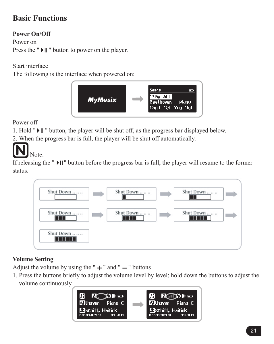 Basic functions | MyMusix PD-6070 User Manual | Page 22 / 33